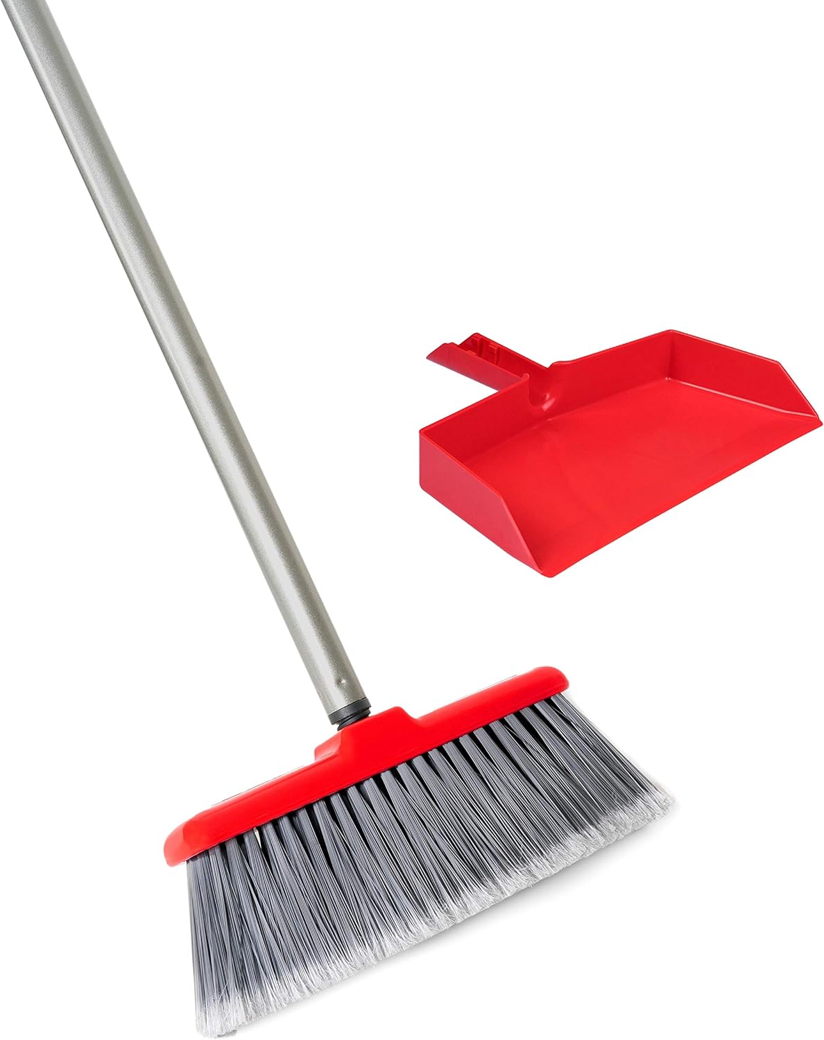 Fuller Brush Fiesta Red Kitchen Complete Broom with Clip On Dustpan Pack of 2