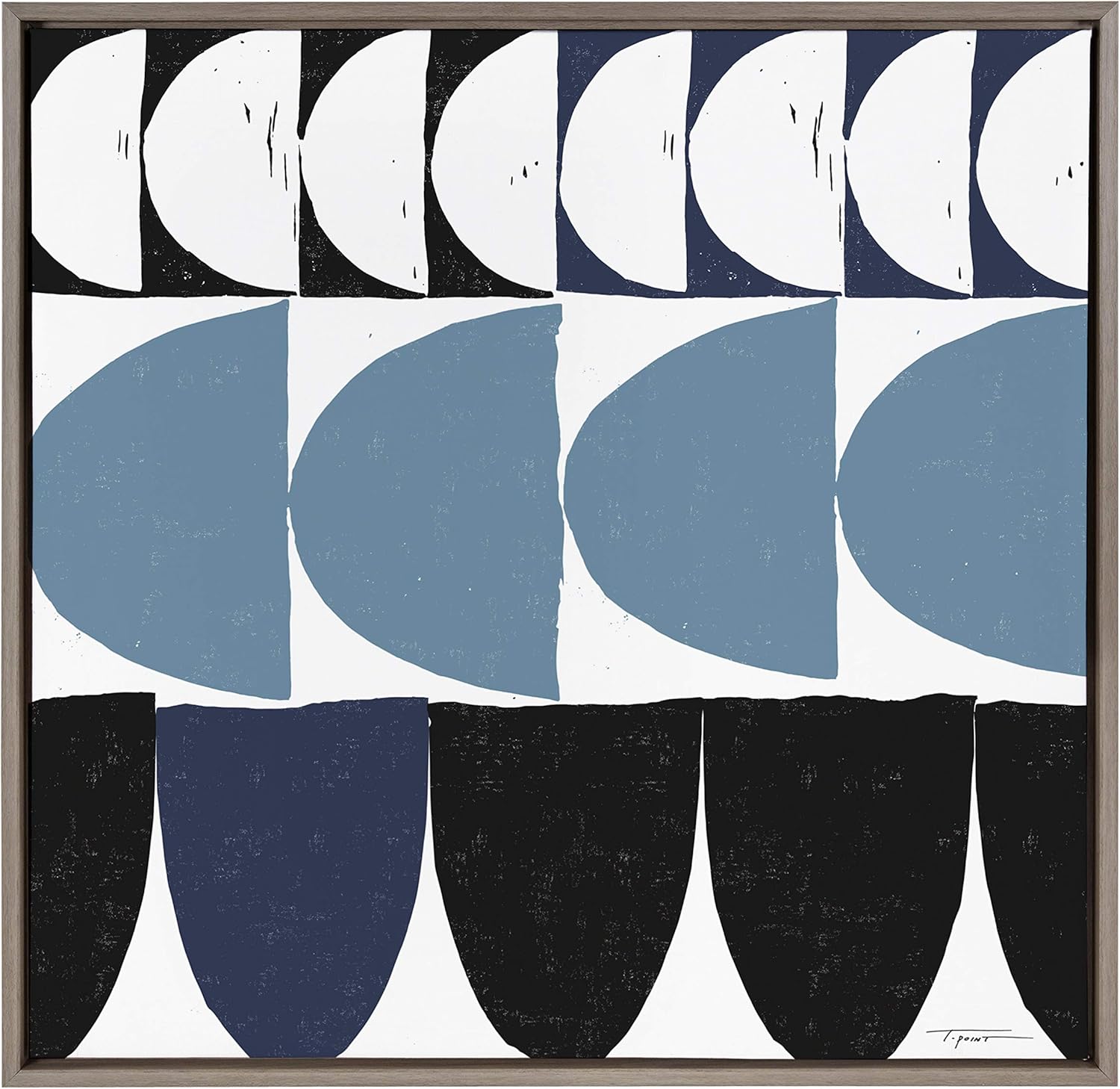 Kate and Laurel Sylvie Arches in Blue Framed Canvas by Statement Goods, 30x30 Gray, Square Abstract Print for Living Room, Dining Room, Kitchen, or Bedroom