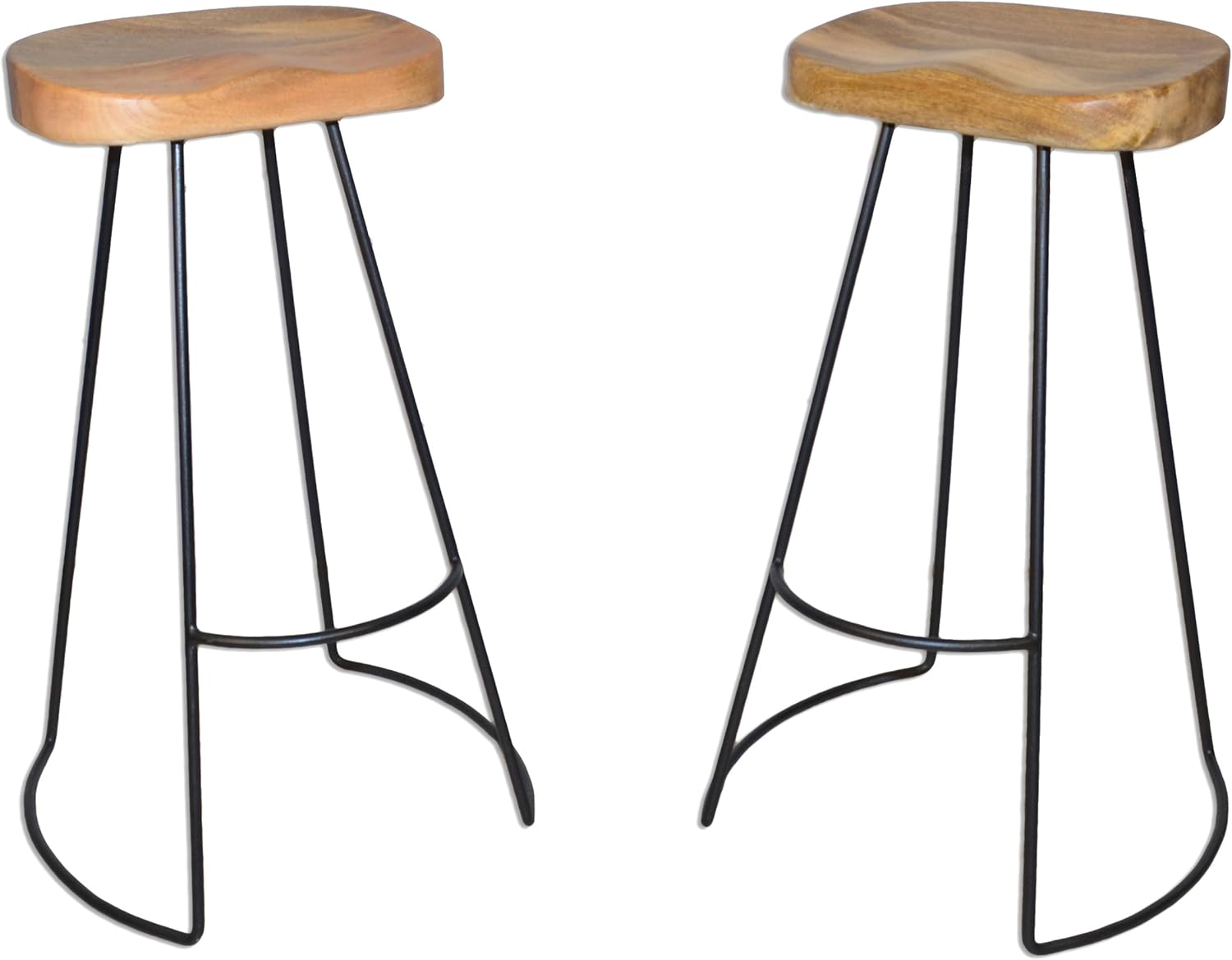 Ried 31 Inch Bar Stool Set of 2, Natural/Black