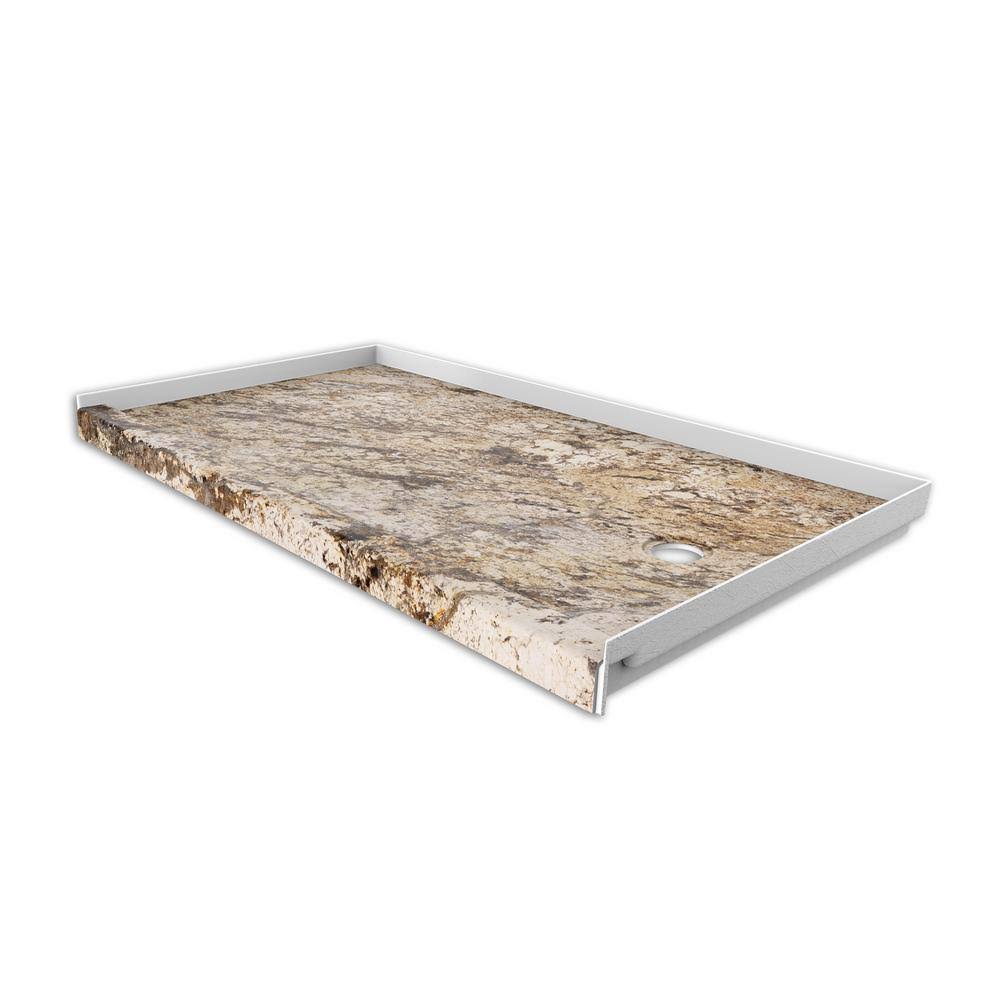 FlexStone Golden Beaches 30-in W x 60-in L with Right Drain Fiberglass/Plastic Composite Shower Base | FLXSBR6030GB