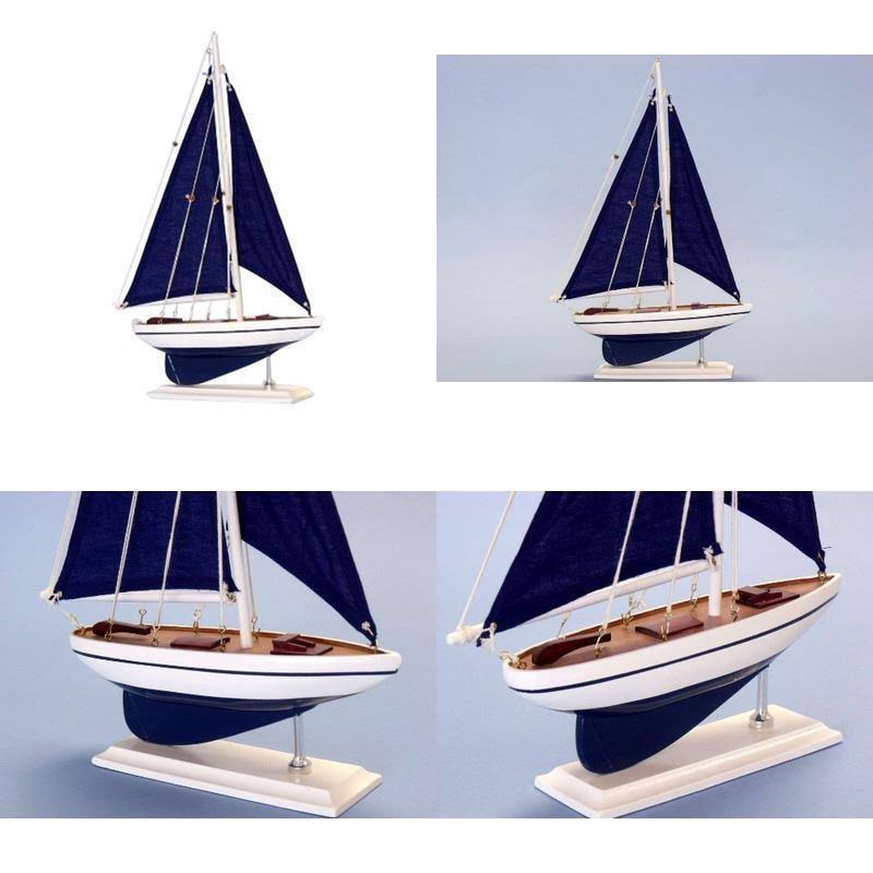 Hampton Nautical Pacific Sailer Sails Boat, 17 inch, Blue