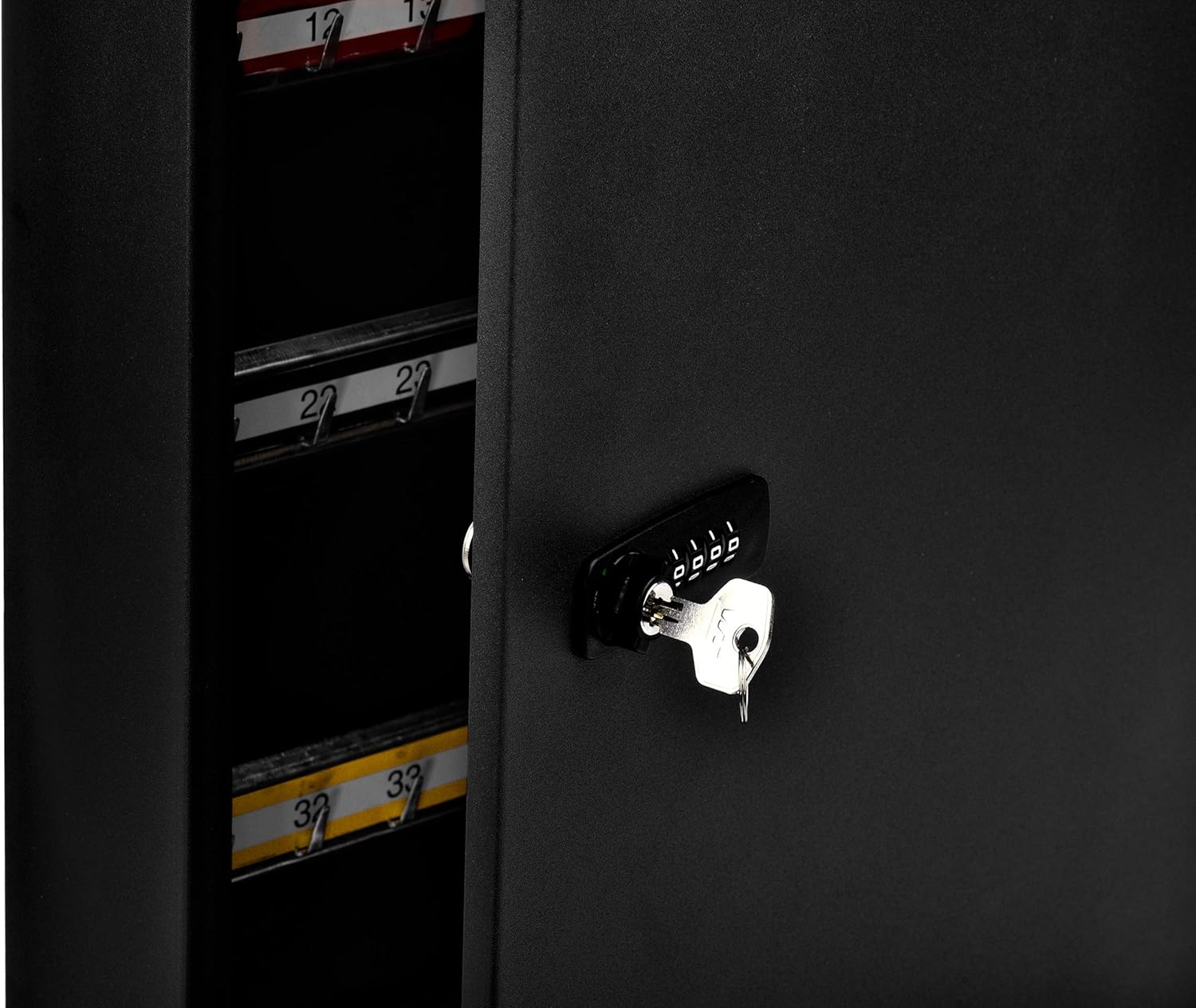 AdirOffice Key Storage Cabinet with Combination and Key Lock - Wall Mounted Steel Keybox w/Code - Durable Safe & Organizer for Keys (200 Key, Black)