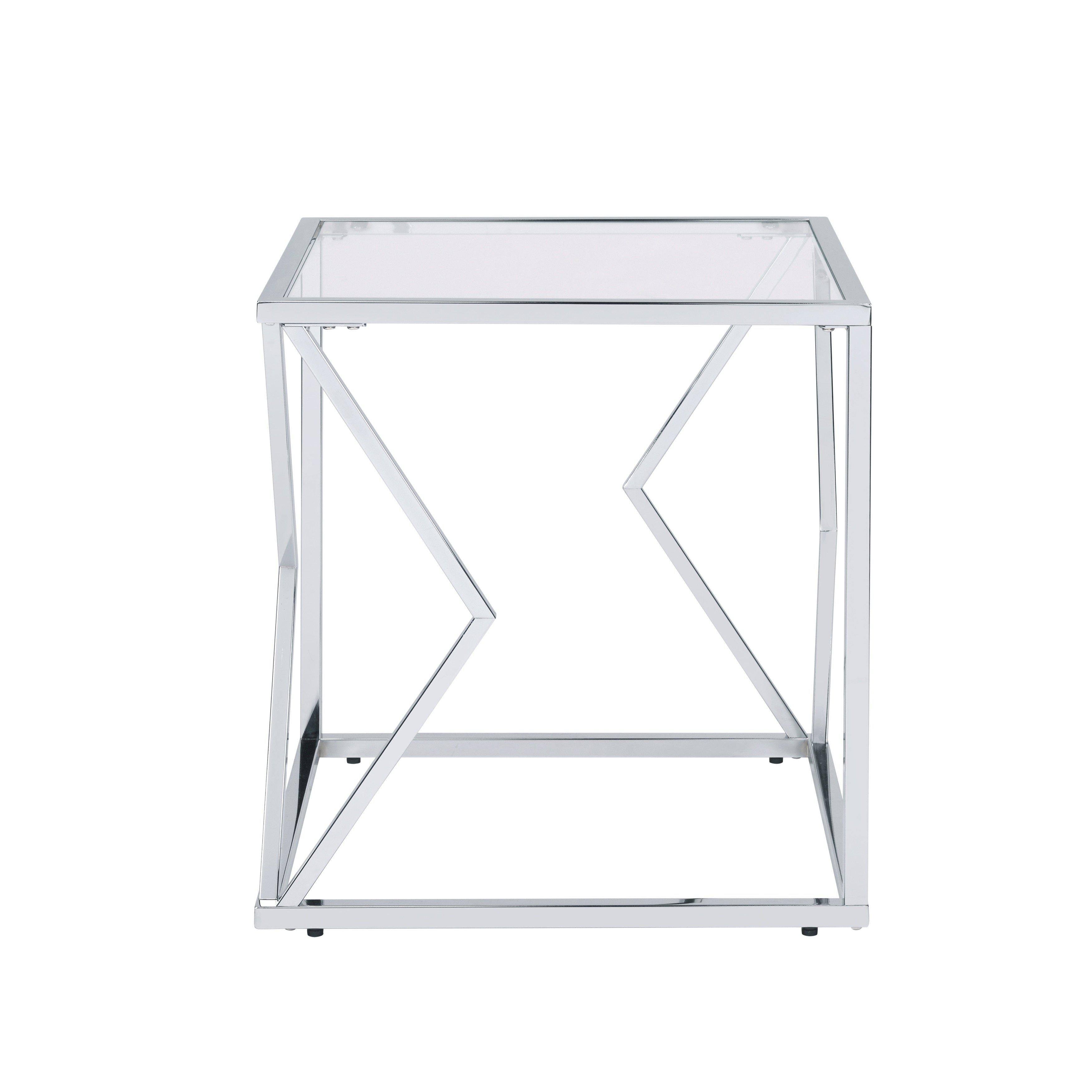 Acme Furniture Clear Glass u0026 Chrome Finish Virtue End Table
