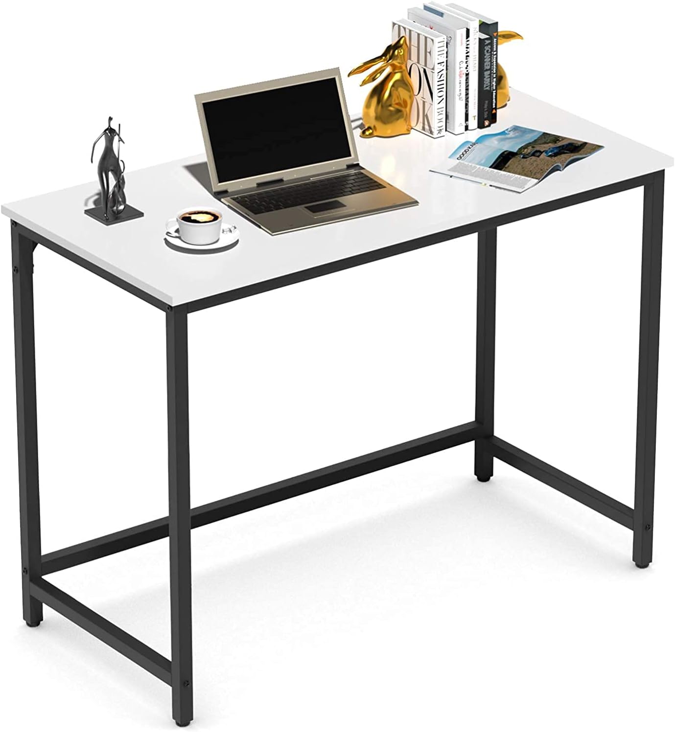 Updated Reversible L Shaped Desk Large Corner Computer Desks with Pro Computer Webcam Free - Home Office Study Writing Table Workstation with Wood & Anti-Rust Frosted Metal Teak Black