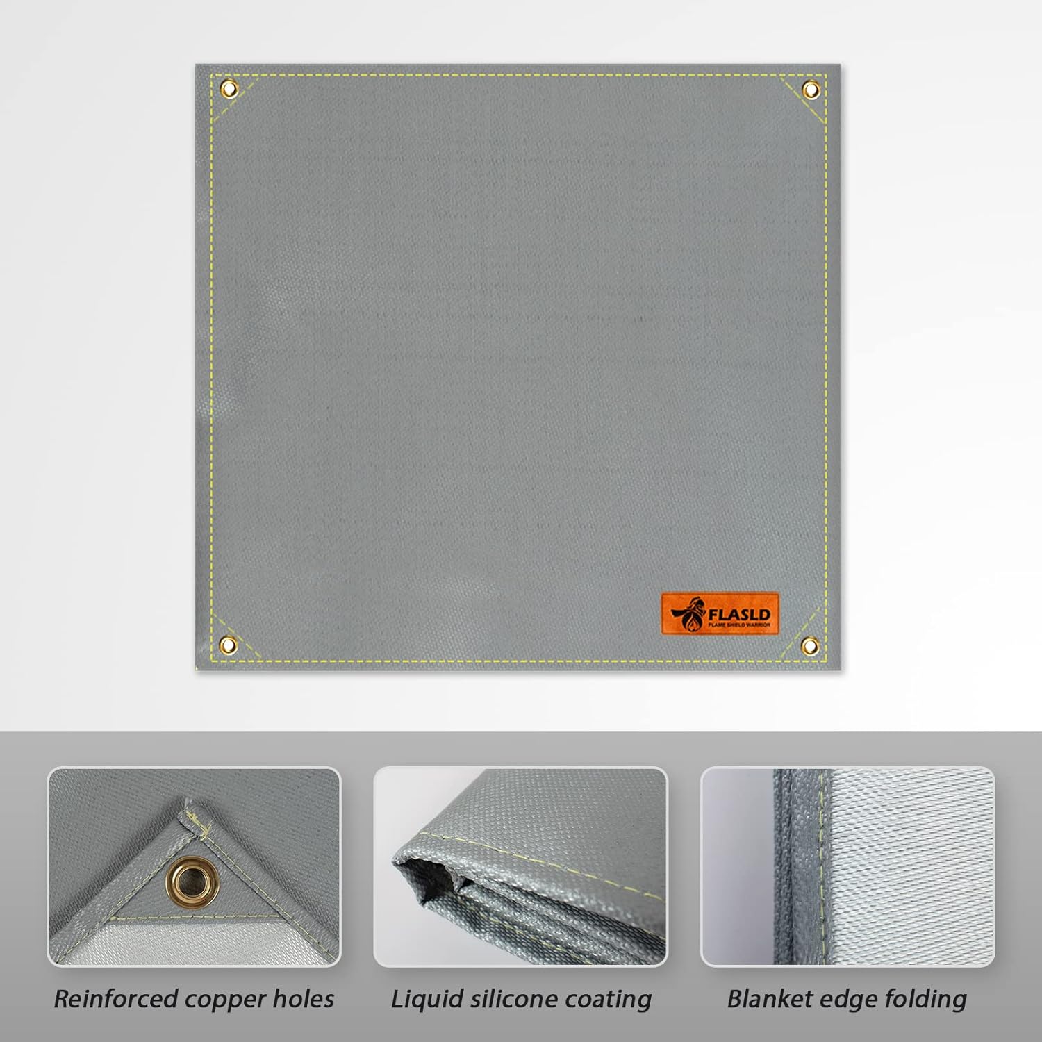 FLASLD Heavy Duty Welding Blanket Fireproof 4x4 ft,Heat Shield Mat Welding Accessories and Tools, Soldering Blanket for Industrial and Home Use
