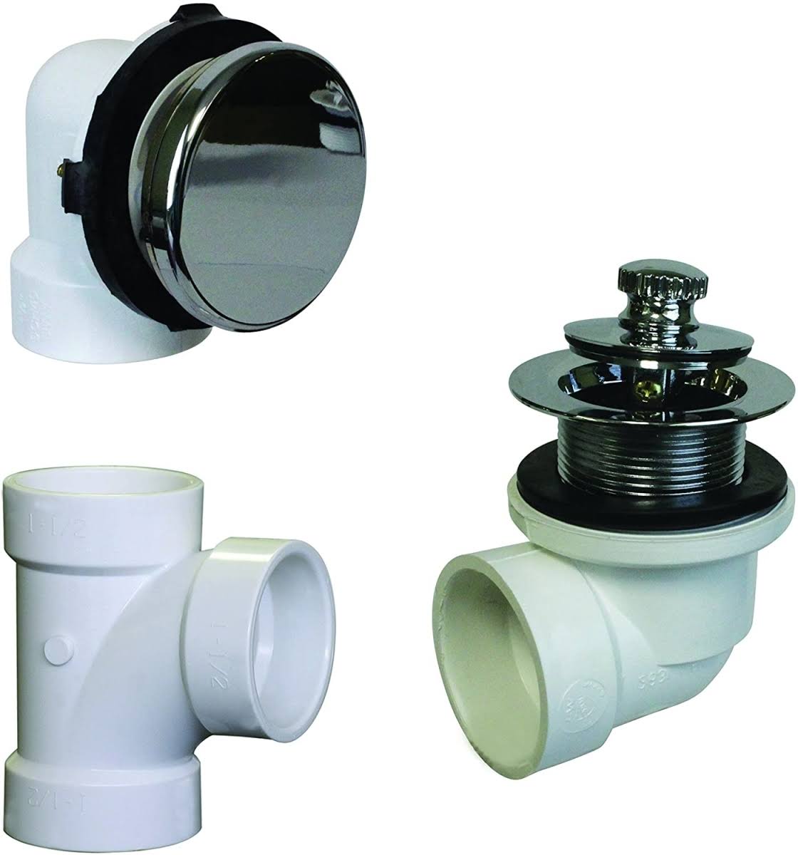 Westbrass D594PRK-26 Illusionary Overflow Schedule 40 Pack PVC Plumbers with Pull u0026 Drain Tub Seal Polished Chrome