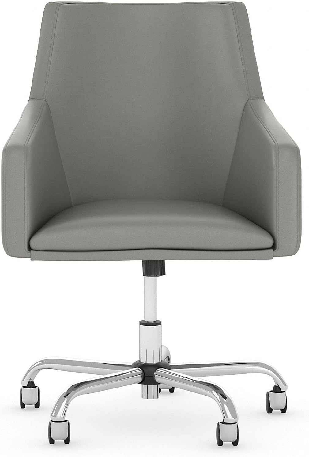 Bush Broadview Mid Back Leather Box Chair, Light Gray