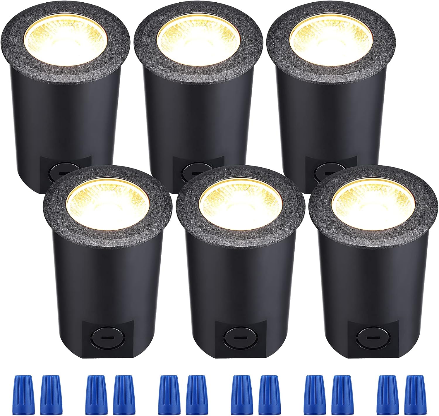 LEONLITE 7W In-Ground Well Light, 12V LED Low Voltage Landscape Pathway Lights, IP67 Waterproof, Aluminum, 3000K Warm White, Yard, Garden, Patio, Pack of 6