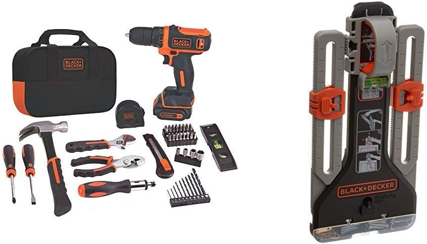 BLACK+DECKER 12V MAX Drill & Home Tool Kit, 60-Piece (BDCDD12PK) Pack of 2