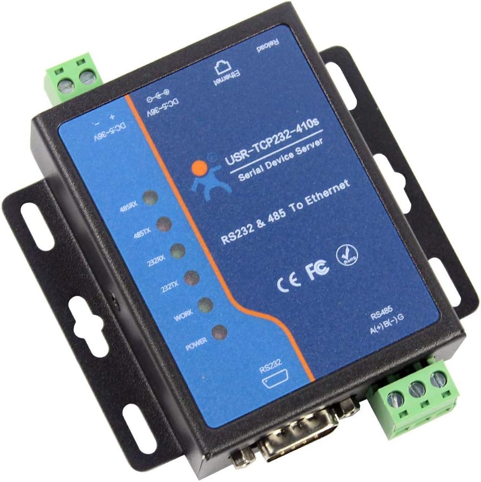 Dual Port Server Industrial Serial RS232 RS485 to Ethernet Converter Modbus RTU to TCP Multiple Working Modes Support TCP/UDP Server/Client and HTTPD Client Pack of 2