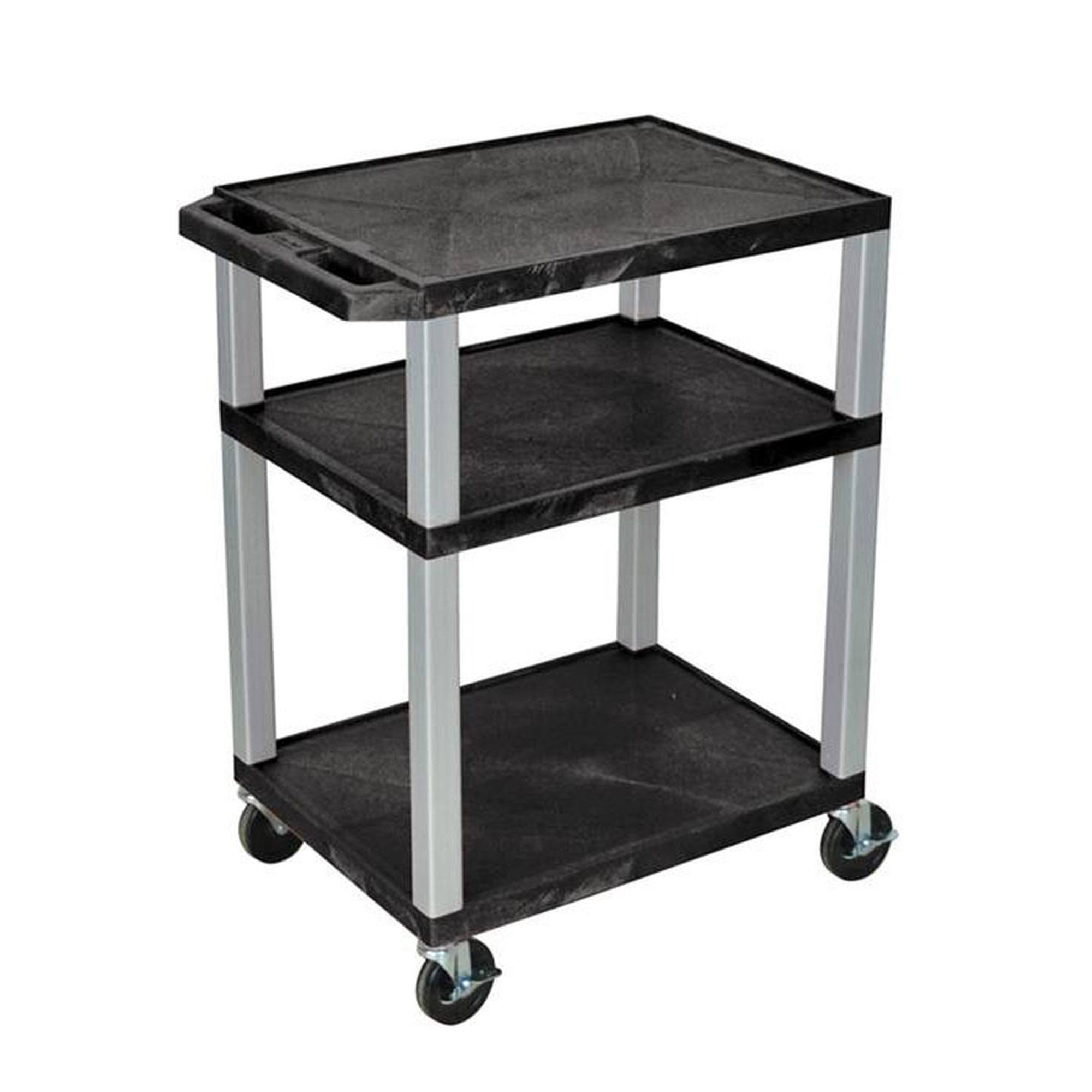 H Wilson WT34E-N Tuffy Black 3 Shelf AV Cart