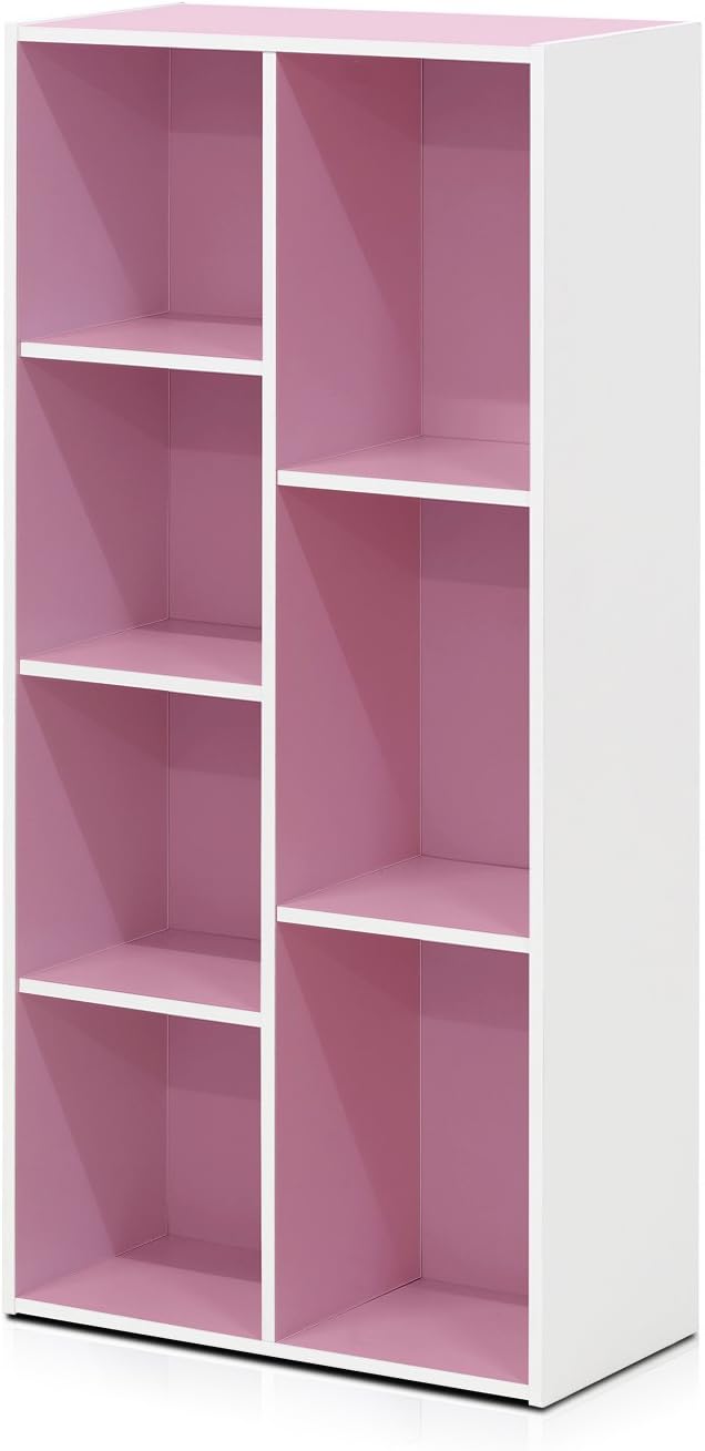 Furinno 7-Cube Reversible Open Shelf, White/Pink 11048WH/PI Pack of 2