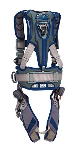 3M DBI-SALA 1112566 ExoFit STRATA, Aluminum Back/Side D-Rings, Tongue Buckle Leg Straps with Sewn in Hip Pad & Belt, Medium, Blue/Gray