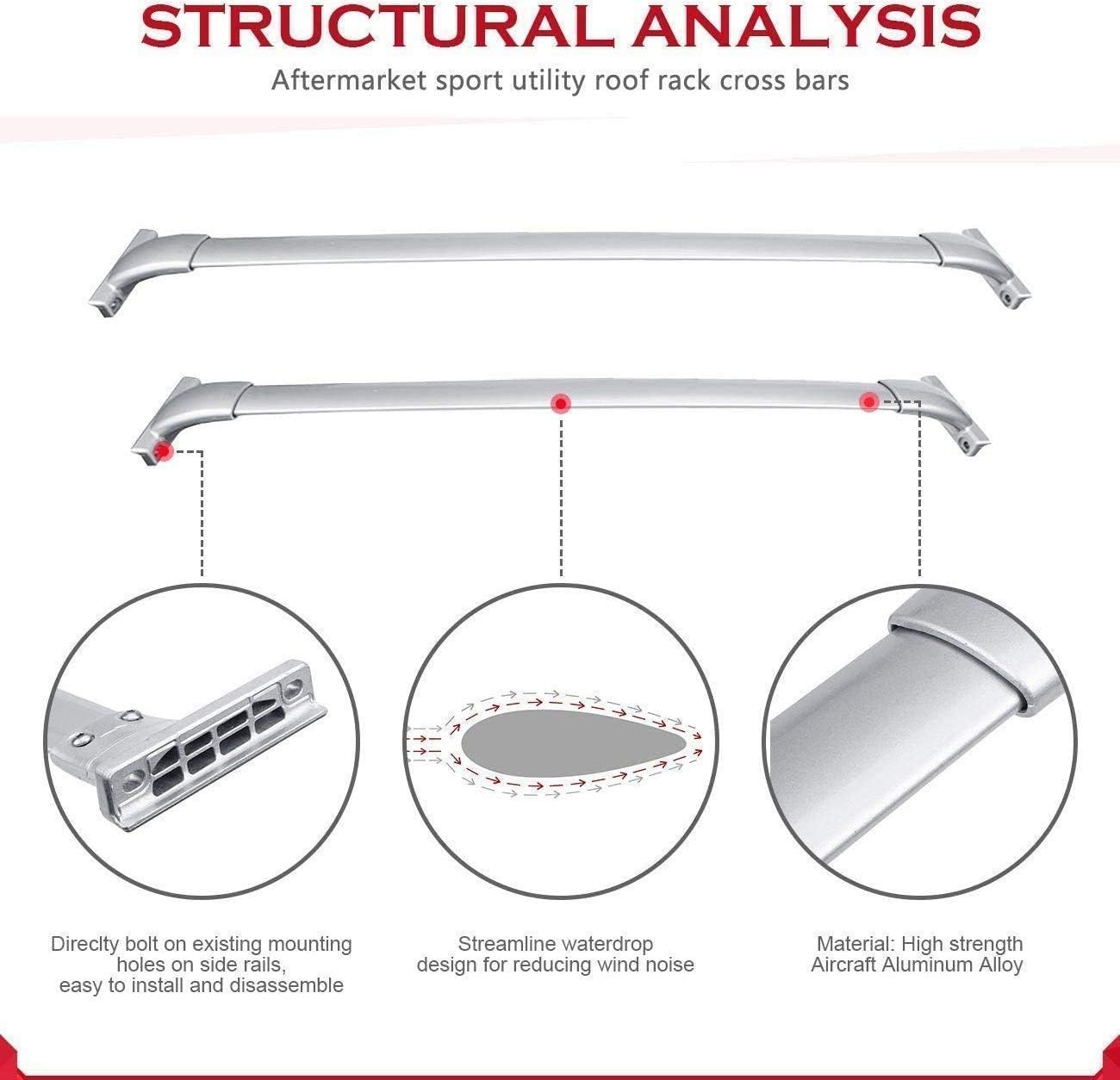 ALAVENTE Roof Rack Cross Bars Compatible with Nissan Pathfinder 2013-2021 Crossbar Roof Top Rail Racks Compatible with Nissan Pathfinder Hybrid 2014 (Silver)