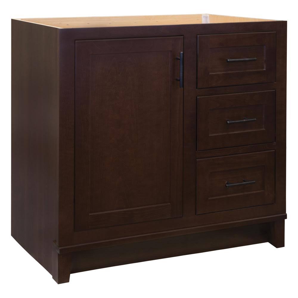 Glacier Bay Kinghurst 36 in. W x 21 in. D x 33.5 in. H Bathroom Vanity Cabinet Only in Dark Cognac