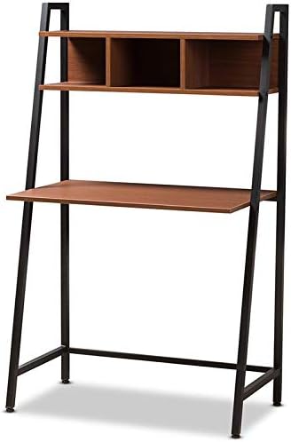 Baxton Studio Ethan Writing Desk in Light Brown and Black