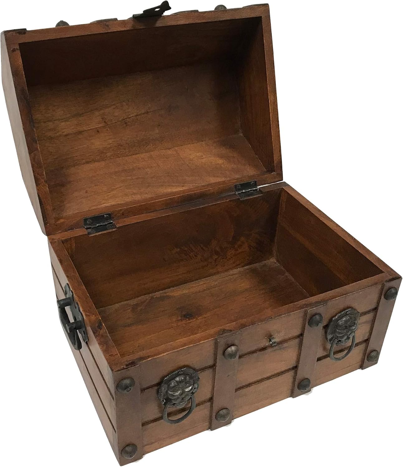 Wood Pirate Loot Treasure Chest Antique Vintage Storage Decorative Box Pack of 2