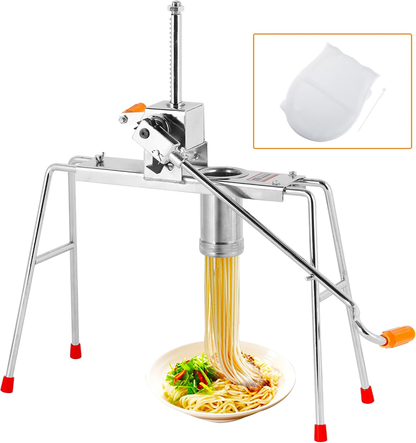 Hanchen Manual Noodle Maker Machine Pasta Maker Noodle Presser with 7 Interchangeable Fineness Discs (7 Molds)