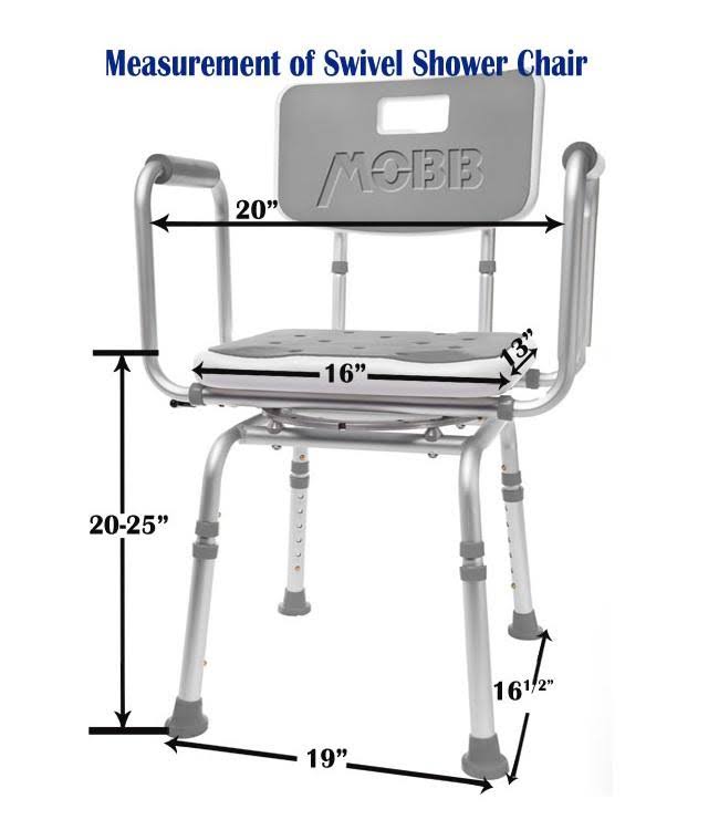 Mobb Premium Bathroom Swivel Shower Chair Bath Bench with BACK, 360 Degree Swivel