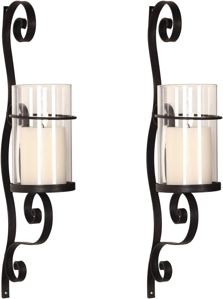 FrameArmy Cast Iron Vertical Wall Hanging Accents Candle Holder Sconce (Set of 2) (SD005) Pack of 2