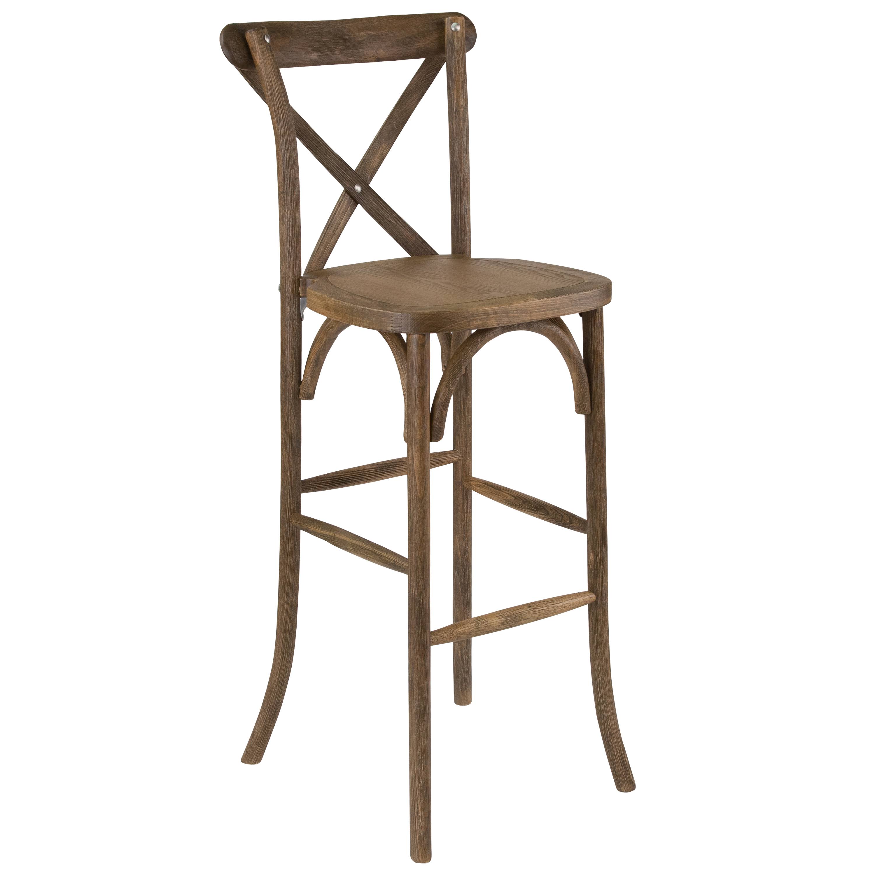 Flash Furniture XA-X-BAR-GO-GG Hercules Series Dark Antique Wood Cross Back Barstool