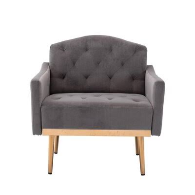 31.1'' Wide Tufted Velvet Round Arms Accent Chair Mercer41 Body Fabric: Gray Velvet