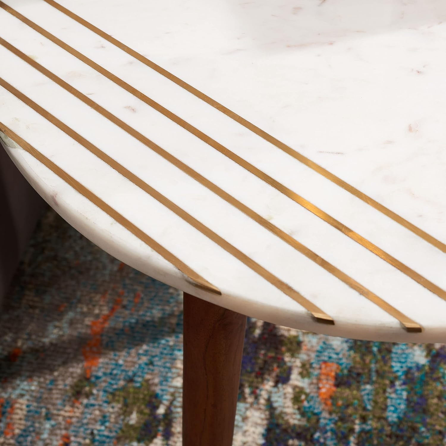 SAFAVIEH Home Collection Valerie White Marble/ Brass Round Accent Table (Fully Assembled)