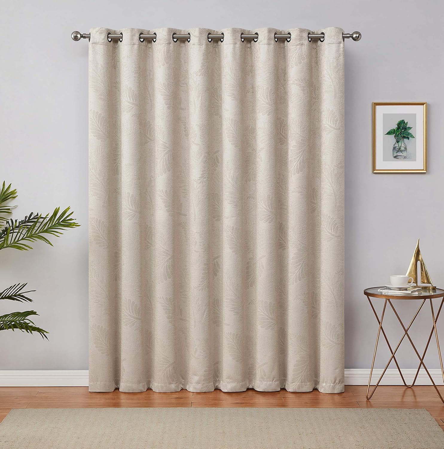 LinenZone - 3D Embossed Room Darkening Thermal Insulated Drapes - Set of 2 Extra Wide Window Curtains with Two Fabric Tiebacks - Total Width 216 inch (2 Panels 108