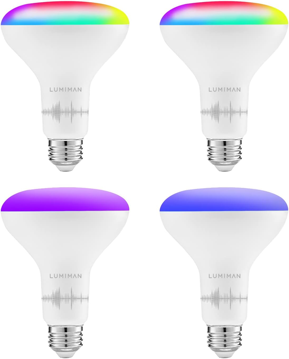 Smart WiFi Light Bulbs LUMIMAN RGBCW BR30 LED Bulb 2.4GHz Compatible with Alexa, Tunable Dimmable Color Changing with App Remote Control Music Sync, No Hub Required (4 Pack) Pack of 2
