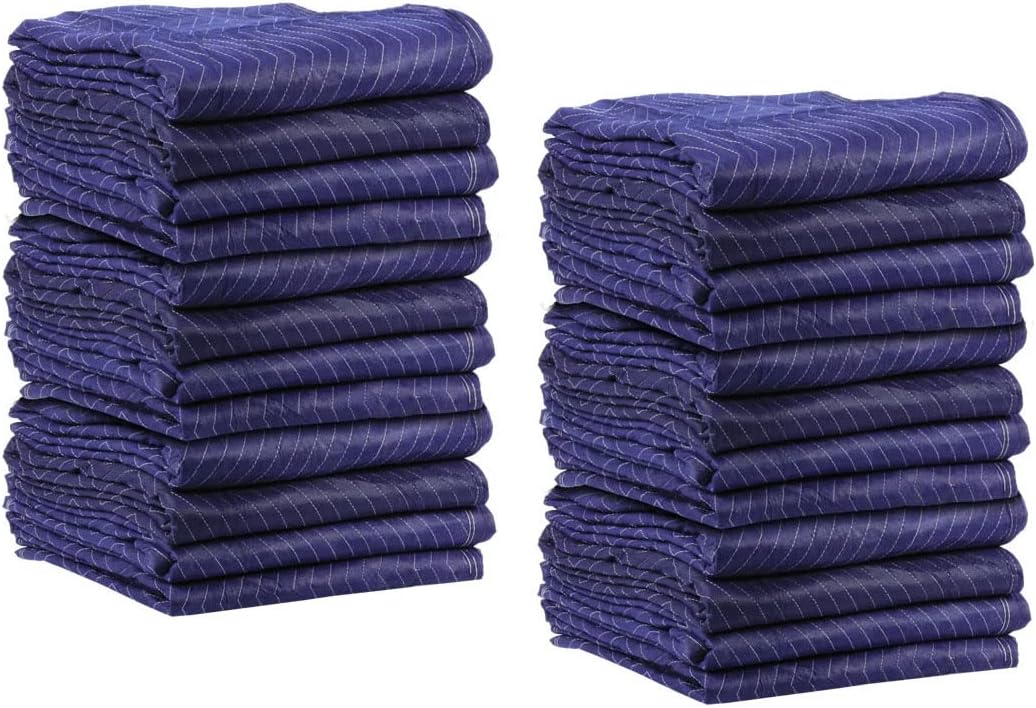 US Cargo Control Econo Saver Moving Blankets - 80 Inches Long By 72 Inches Wide - Blue Non-Woven Polyester Material - Moving Pads Provide Protection During A Move Or While In Storage - 24 Pack