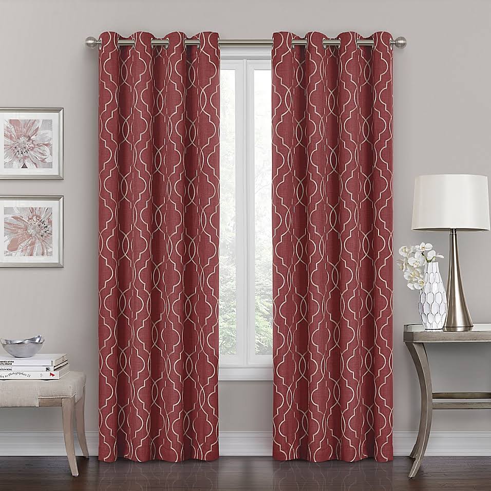 Brent Emb Wine Red Linen 108x22 Blackout Grmt Panel (Single)