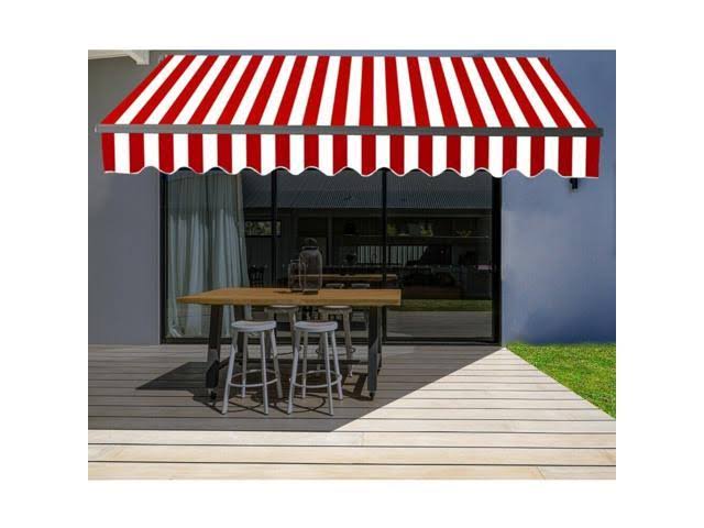 Aleko Motorized Retractable Home Patio Canopy Awning 20x10 Red/White