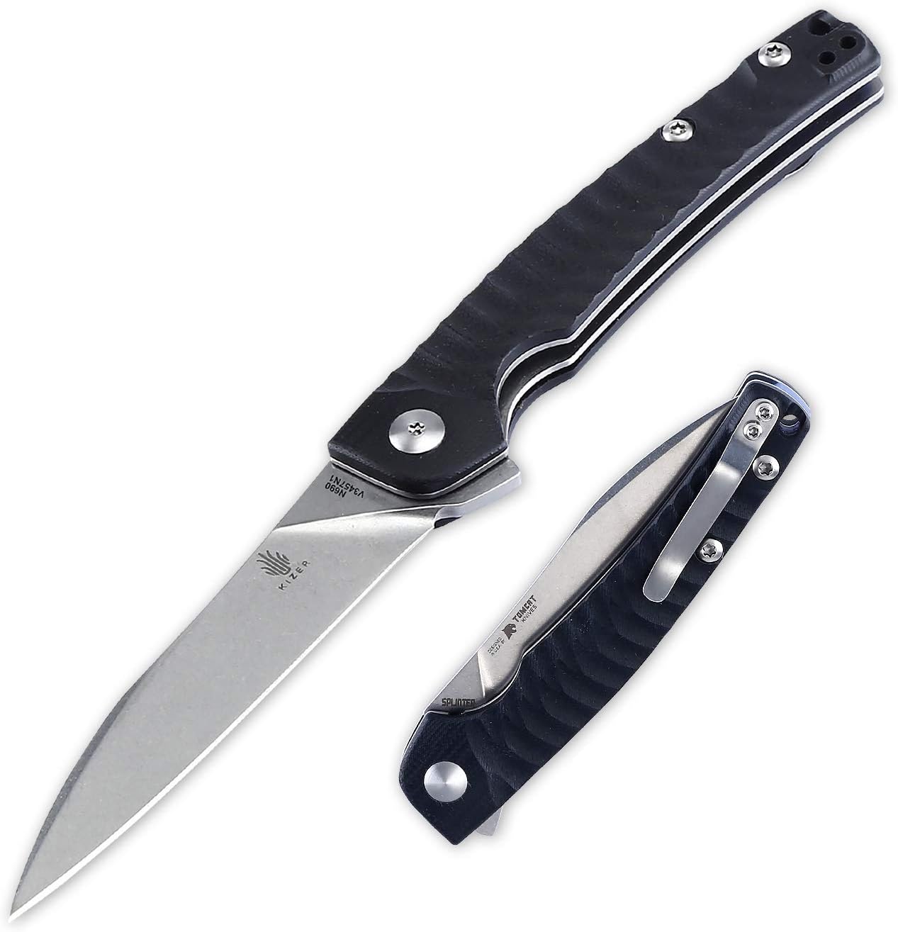 Kizer Knives for EDC N690 Blade and Blue/Black G10 handle Folding Pocket Knife,Splinter V3457N2