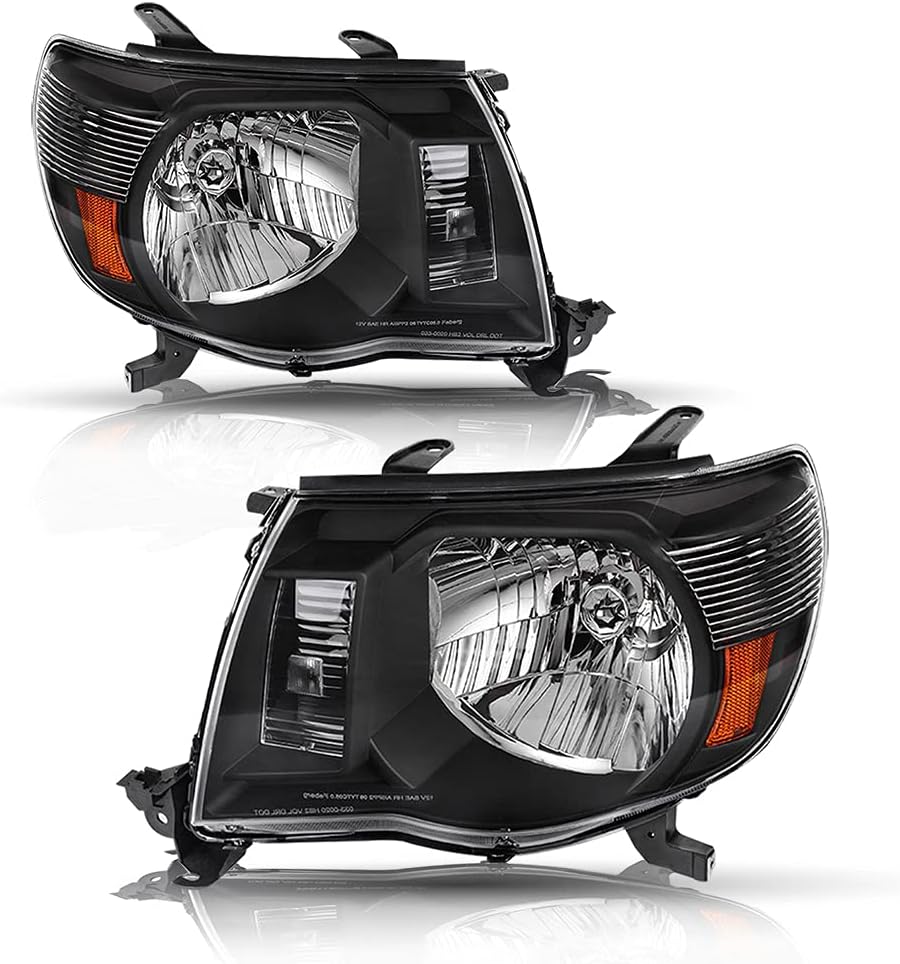 BRYGHT Headlight Assembly Fit for 2005-2011 Toyota Tacoma Passenger and Driver Side (Black)