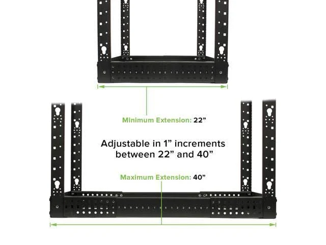 Navepoint 25U Professional 4-Post It Open Frame Server Network RELAY Rack 4.5 Feet Tall Black