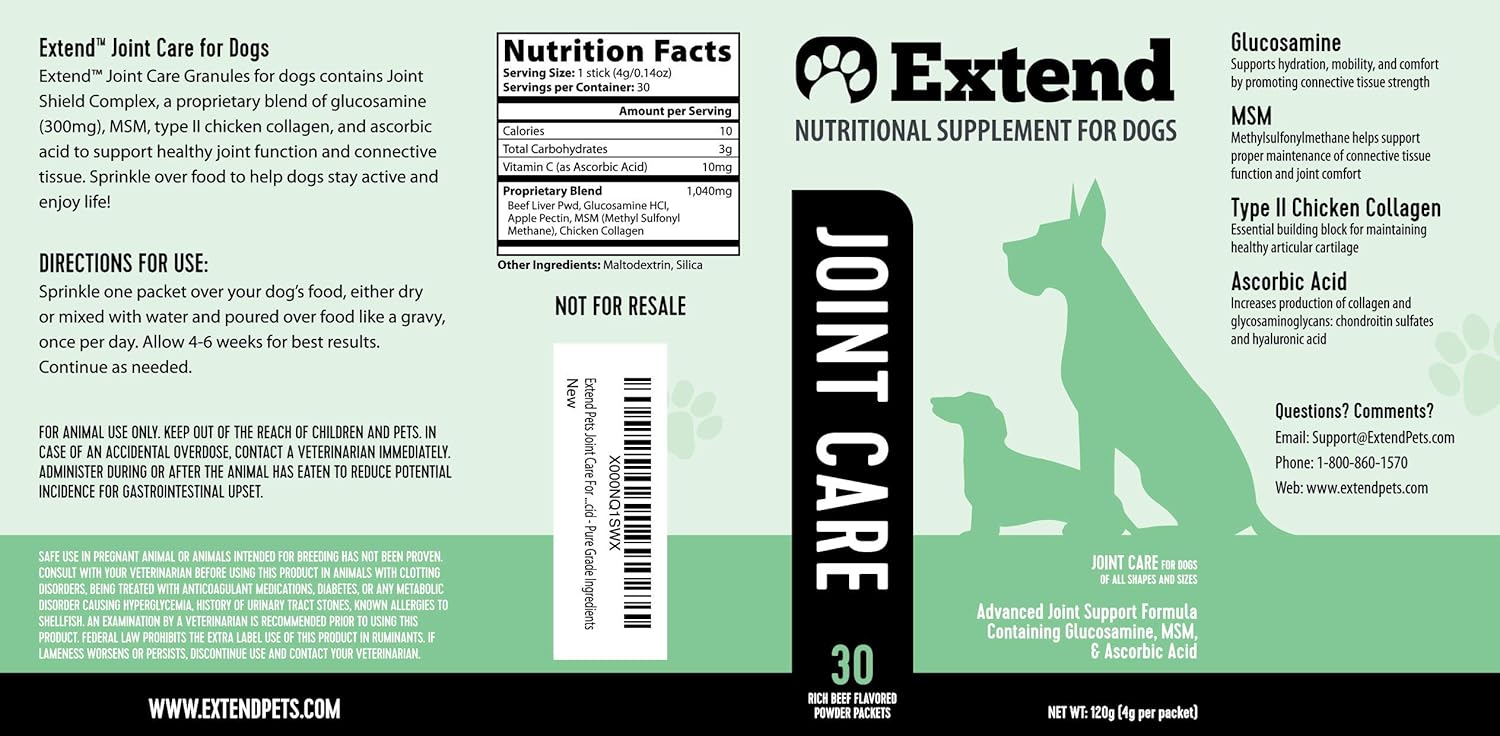 Extend Joint Care Natural Glucosamine with MSM for Dogs, 2 Box Pack of 2