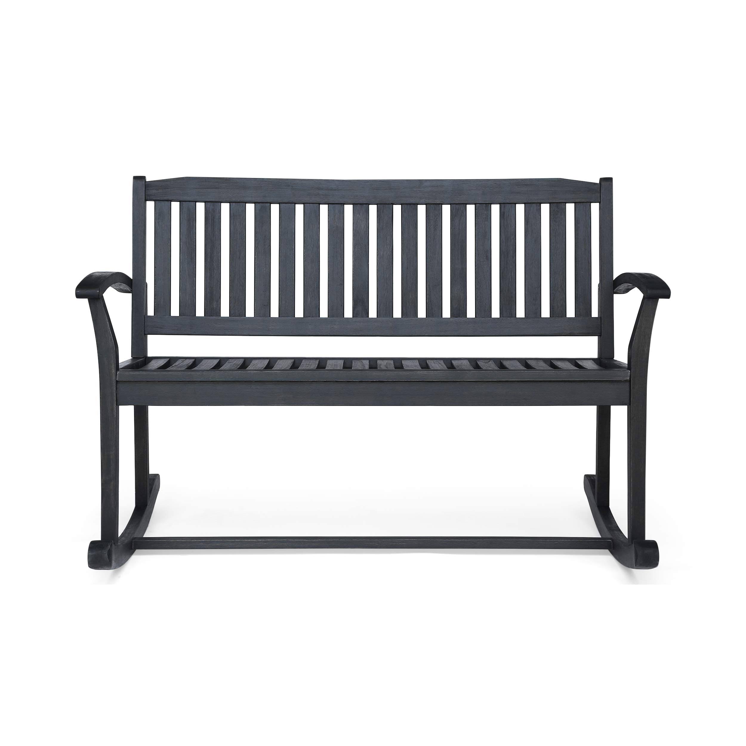Dexter Patio Rocking Loveseat | Acacia Wood | Dark Gray Finish