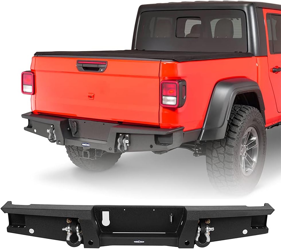 u-Box Gladiator Bumper JT Steel Rear Step Bumper Texture Black Compatible with Jeep Gladiator JT 2020 2021 2022