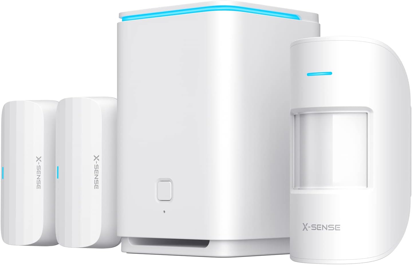 X-Sense Home Security System, 5-Piece Wireless Alarm Kit with Base Station, Motion Sensor, Entry Sensor, Remote Control, 1 1/4 Mile Wireless Range, Works with Alexa, No Contract, for Indoor Security