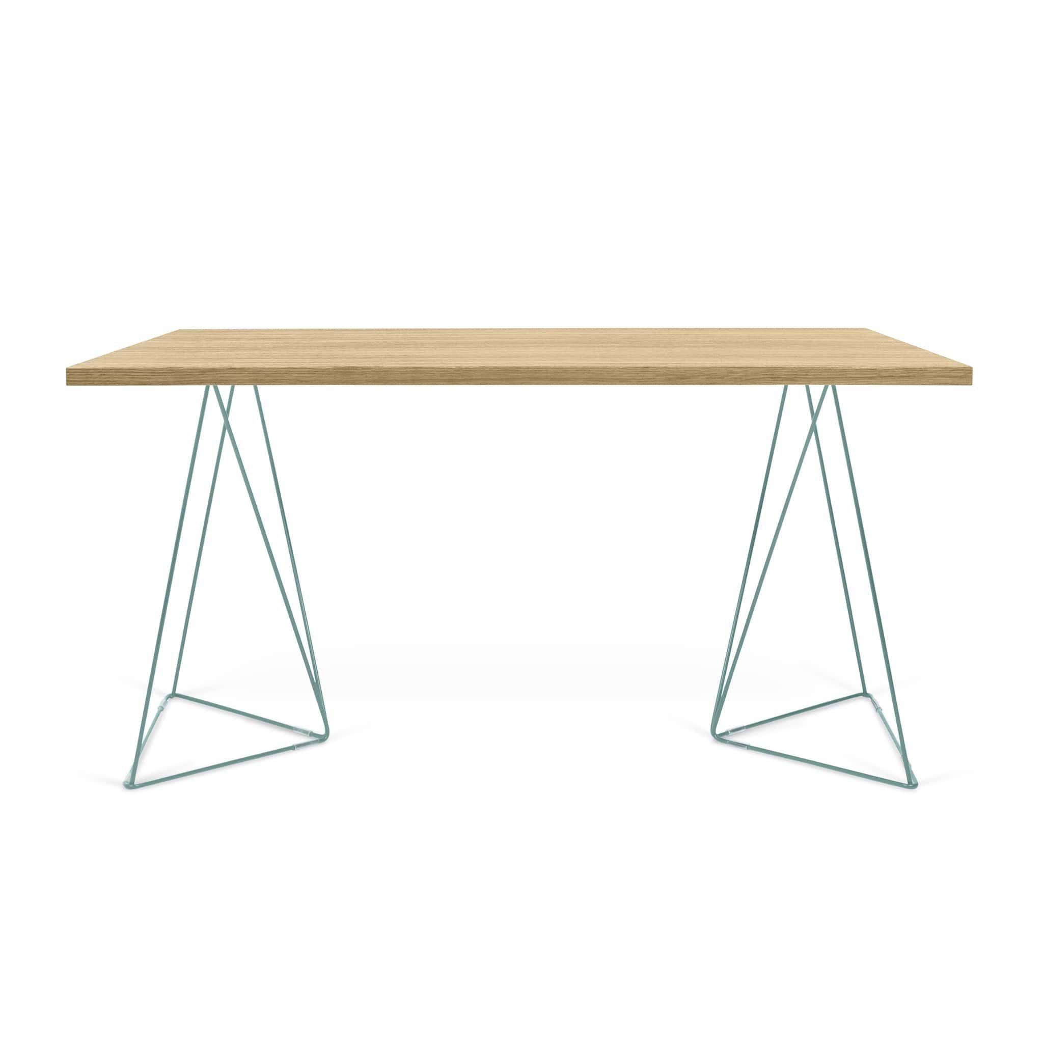 Temahome Flow Desk | Pure White u0026 Plywood / Sea Green Lacquered Steel