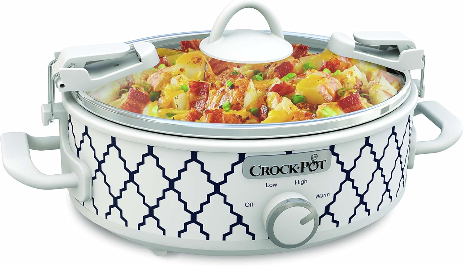 Crockpot 2.5-Quart Mini Casserole Crock Slow Cooker, White/Blue Pack of 2