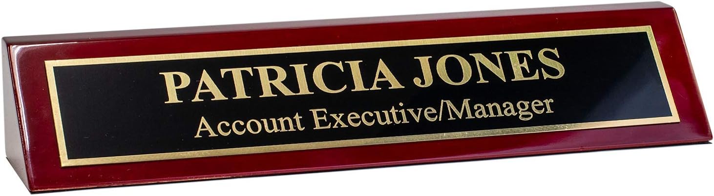 Rosewood Piano Finish Custom Personalized Desk Name Plate Sign, 2