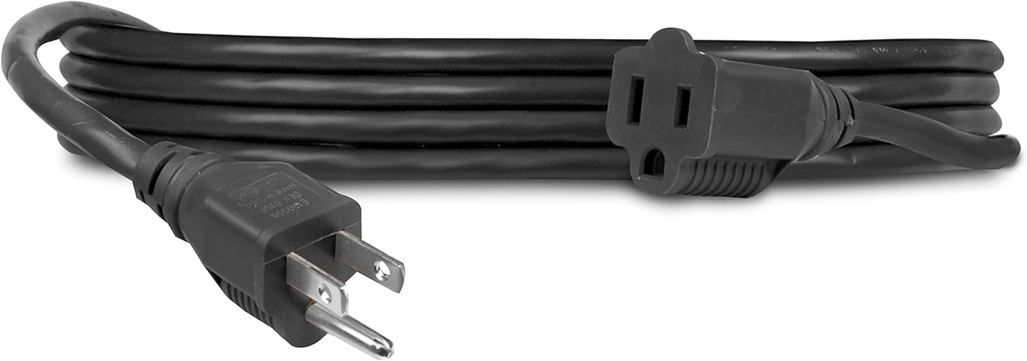 BindMaster Heavy Duty Extension Cord/Wire Power Cable, Indoor/Outdoor, 16/3, Single Outlet, 3 Feet, UL Listed, Black