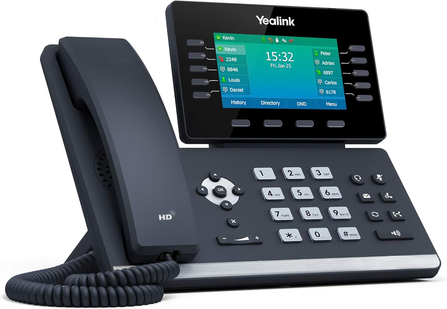 Yealink T54W IP Phone, 16 VoIP Accounts. 4.3-Inch Color Display. USB 2.0, 802.11ac Wi-Fi, Dual-Port Gigabit Ethernet, 802.3af PoE, Power Adapter Not Included (SIP-T54W)