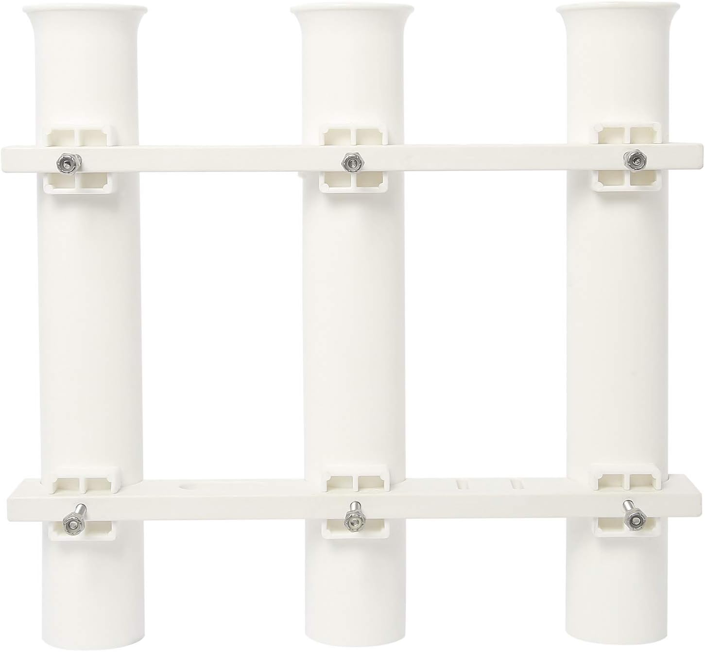 NovelBee Plastic 3 Tube Rod Holder Rack,Side-Mount Fishing Rod Holder,Color White Pack of 2