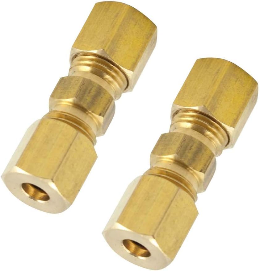Legines Pack of 2 Compression Union Brass Tube Fitting, 3/16