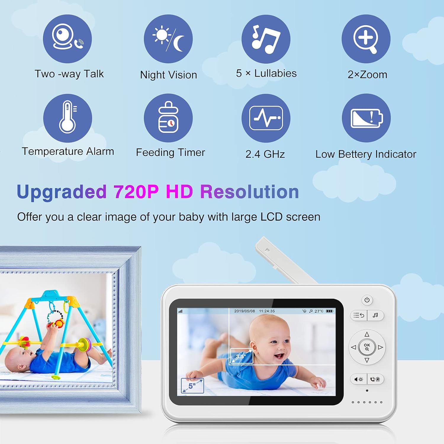 Baby Monitor with Camera and Audio BIGASUO 5