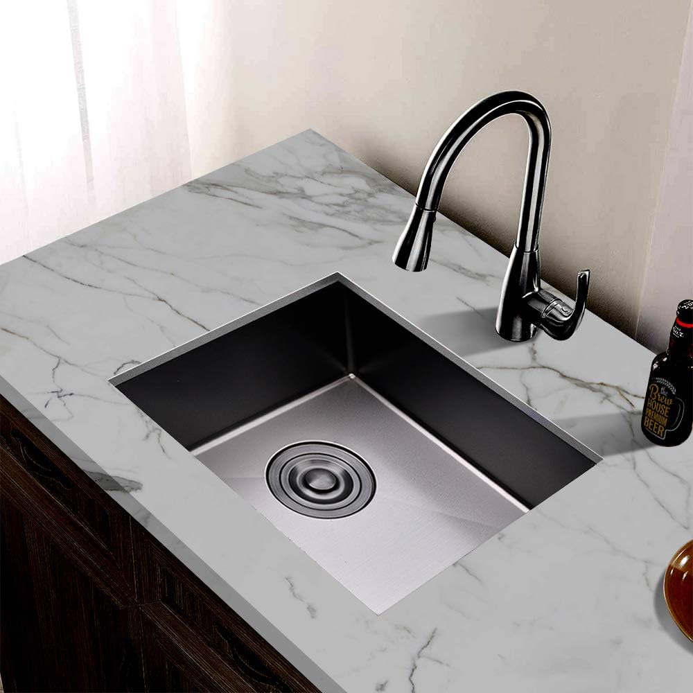 Hotis 15 X 17 Inch Black Bar Sink, Undermount Bar Sink, Stainless Steel Small Rv Kitchen Sink, Stainless Steel Handmade Single Bowl Outdoor Wet Bar Prep Sink With Strainer