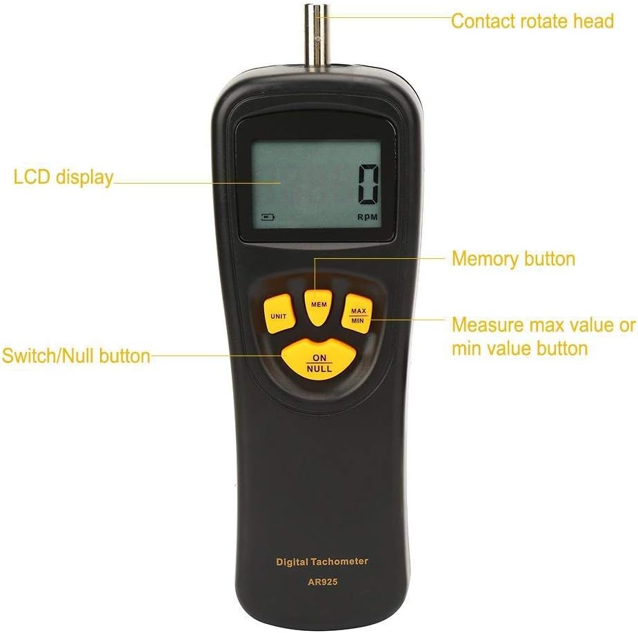 SMART SENSOR Digital Tachometer 0.5~19999 Digital Speed Tachometer Contact RPM Tach Digital Photo Tachometer with LCD Backlight Display Digital Hand Tachometer