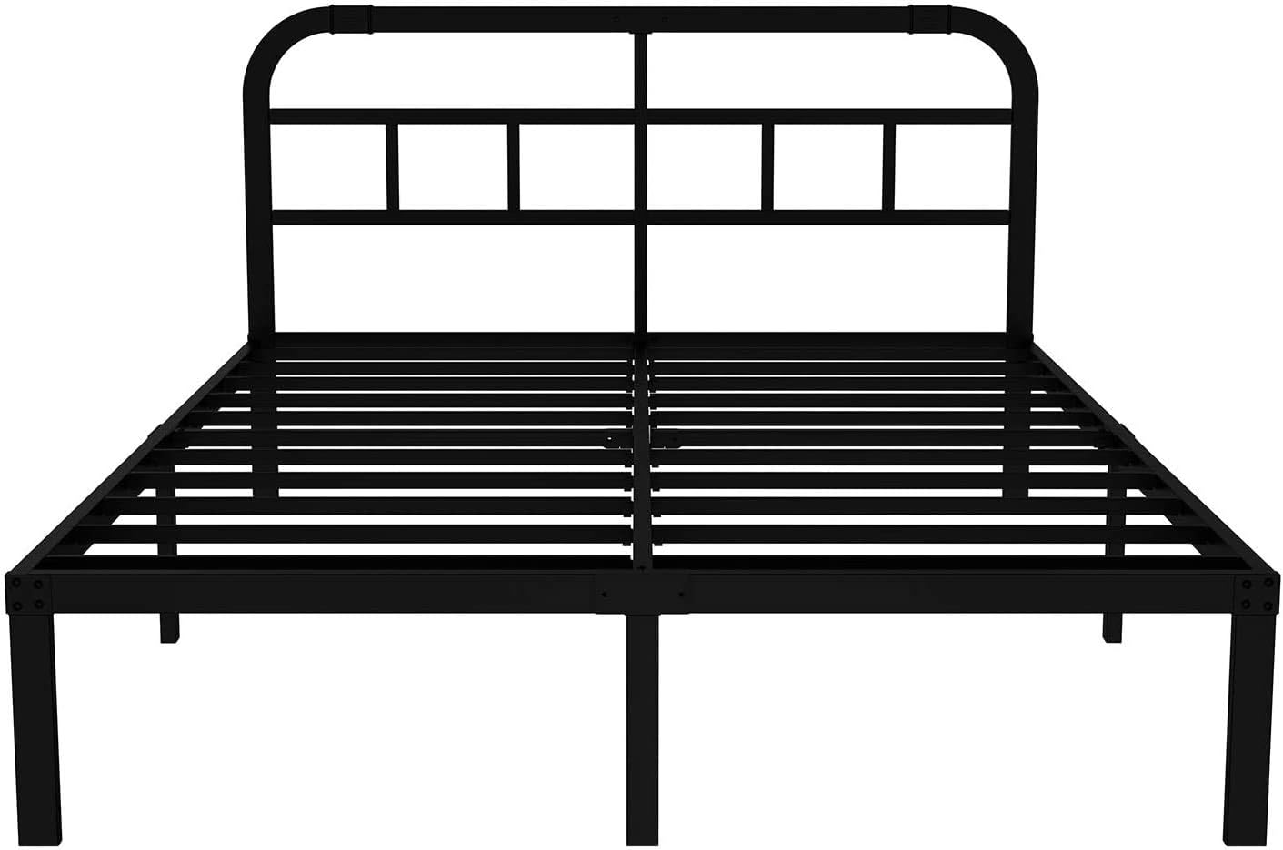 Metal Steel California King Bed Headboard with Rustic Farmhouse Style, Black